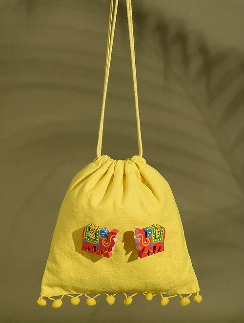Multicolored Handcrafted Cotton Canvas Potli for Girls