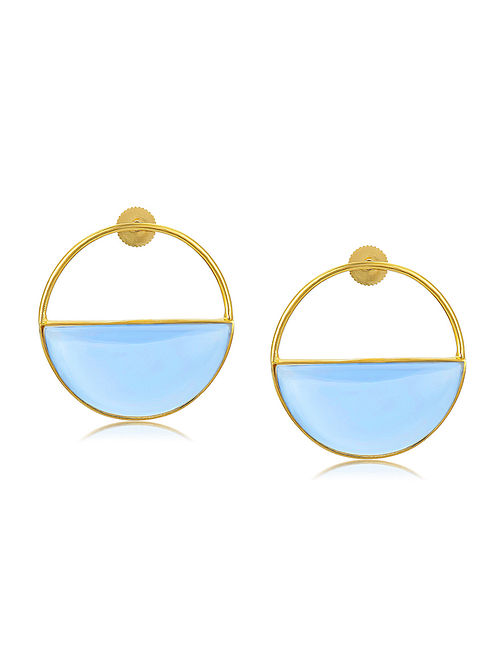 Blue Gold Tone Handcrafted Earrings