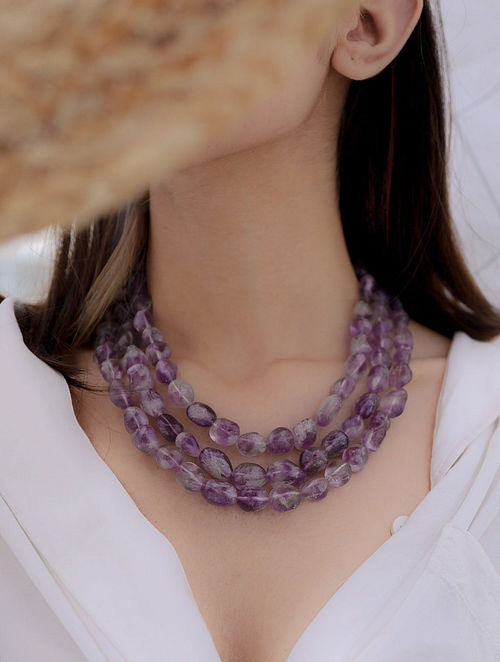 Purple Beaded Layered Necklace