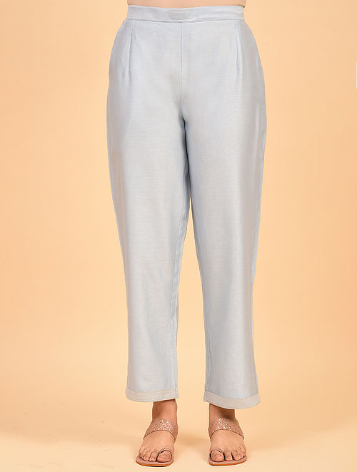 Light Blue Front Zipper Top with Crepe Trousers  Jasmine Bains