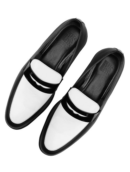 White Handcrafted Leather Shoes For Men