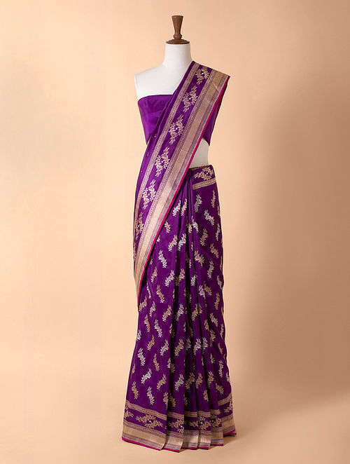 Purple Handwoven Banarasi Kadwa Silk Saree
