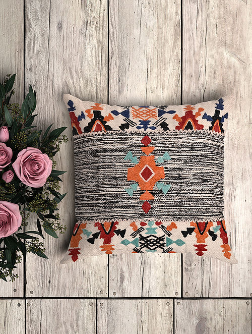 Handcrafted Woolen Cushion Cover (L- 20in, W- 20in)