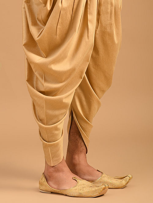 Men's Ethnic Readymade White Dhoti Pant With Golden Lace in Front for Pooja  Festival, Party and