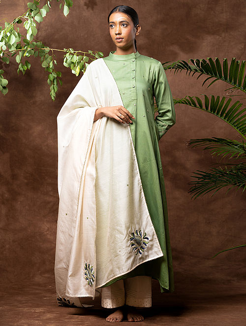 Buy Off white silk chanderi straight kurta paired with pants by KORA at  Ogaan Market Online Shopping Site