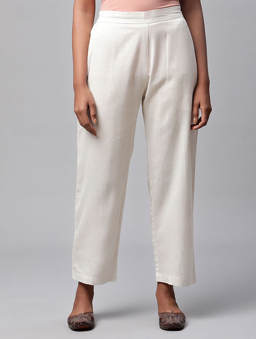 Buy Off White Linen Pants Online at Jaypore.com