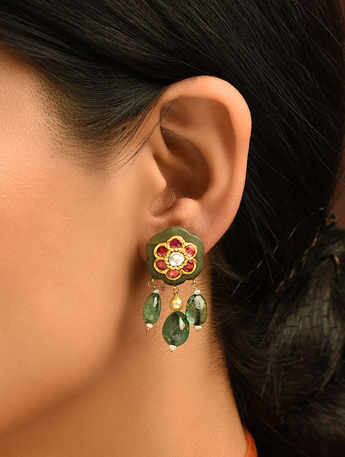 Buy Red Ruby Stud Earrings Green Emerald Earring Diamond Online in India   Etsy