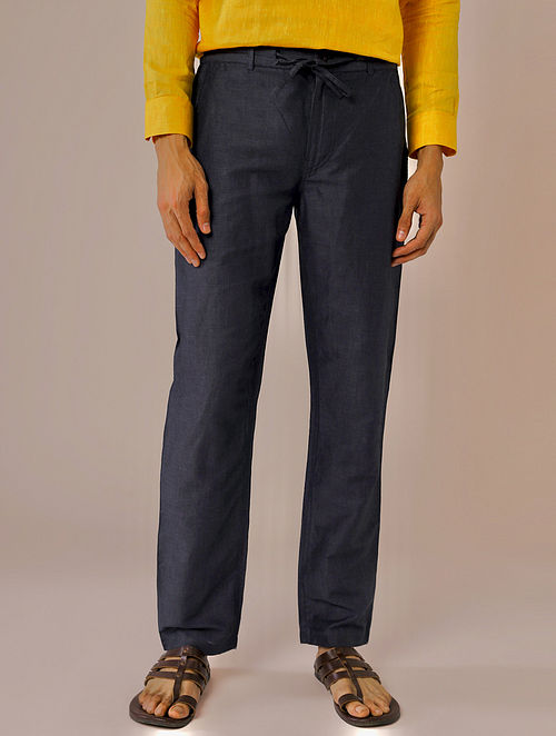 Buy Grey Cotton Linen Trousers Online at Jayporecom