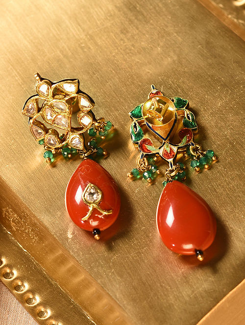 Designer Pearl Earrings with Coral  Modi Pearls