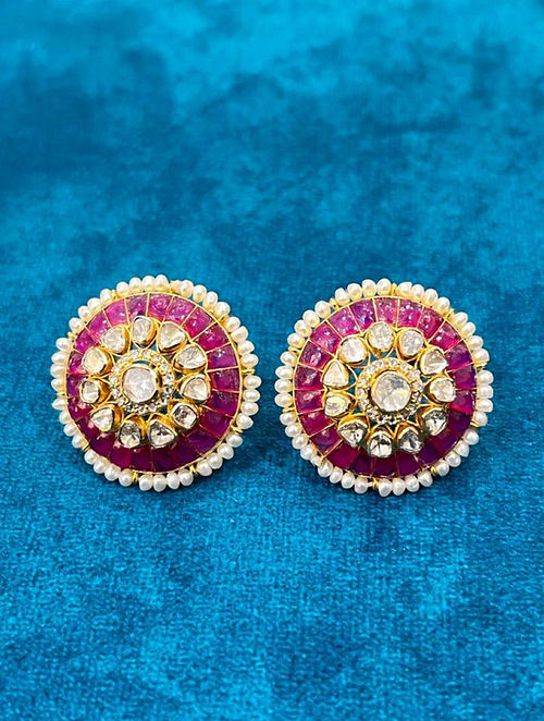 chanel red flower earrings