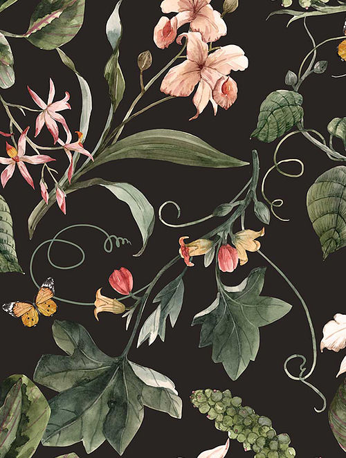 Dark Botanical Fabric Wallpaper and Home Decor  Spoonflower