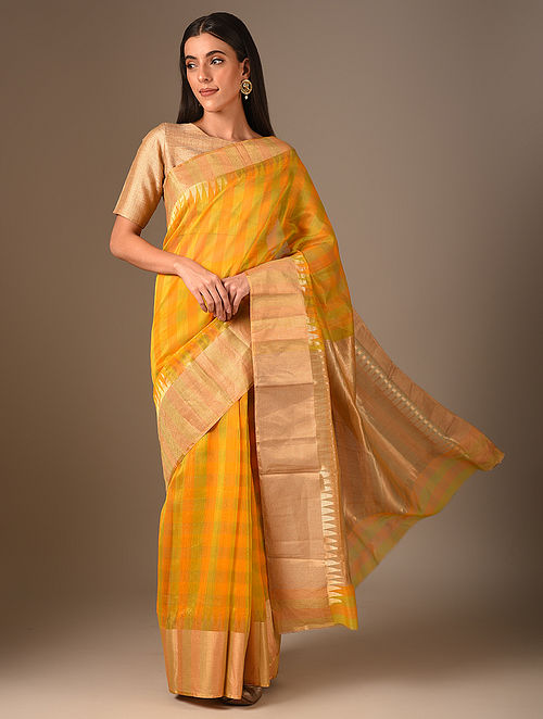 Yellow Handwoven Chanderi Silk Cotton Saree