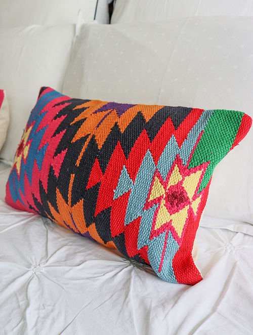 Multicolor Sami Lumbar Kilim Cushion Cover (L-19.5in, W-11.5in)