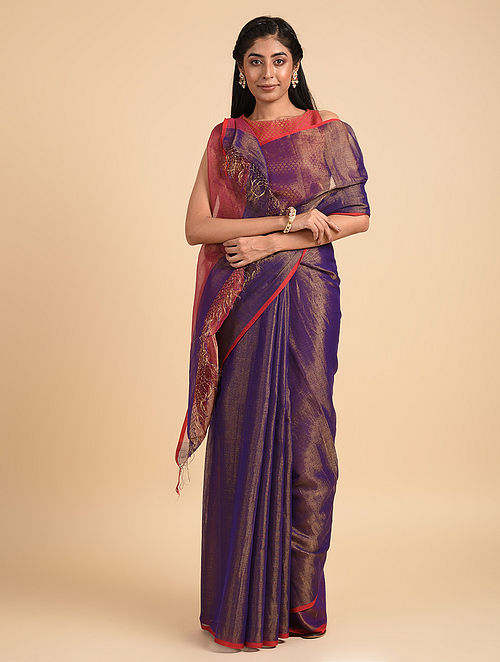 Purple Handwoven Cotton Silk Saree