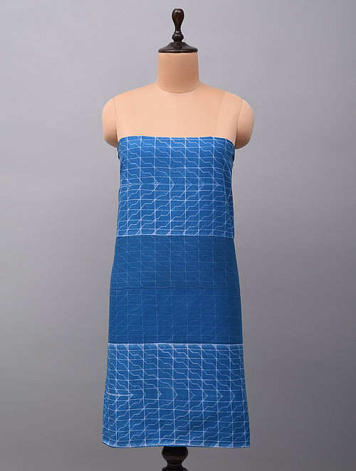 Blue Nui Shibori Cotton Slub Kurta Fabric 