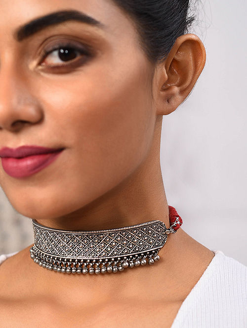 Buy Tribal Silver Choker Necklace Online at Jaypore.com