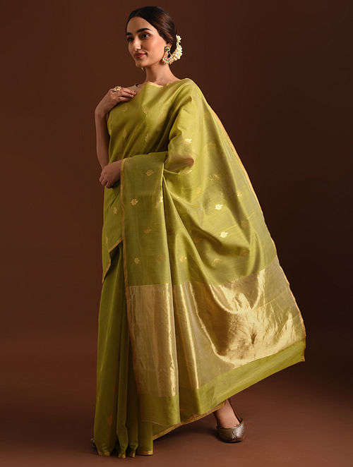 Green Handwoven Chanderi Saree