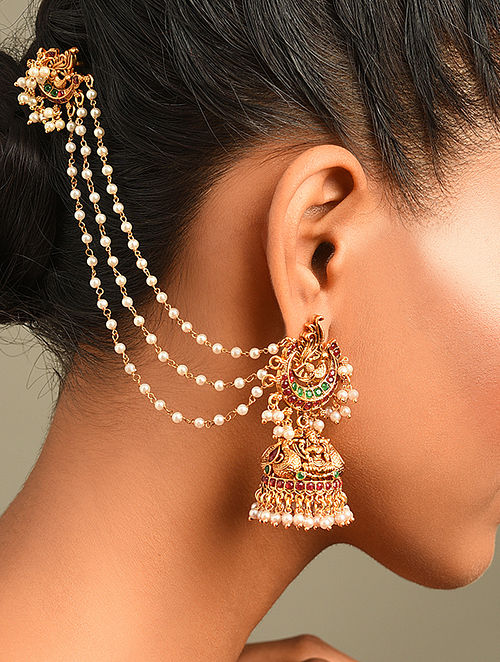 Buy Floral Embroidered Kaan Chain Earrings by FOOLJHADI at Ogaan Market  Online Shopping Site