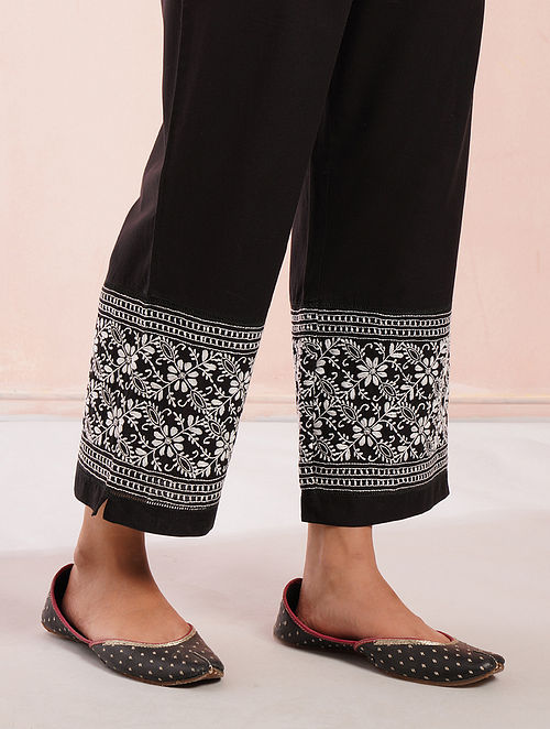 Navy chikankari kurta with straight pant | Ethnic and Beyond