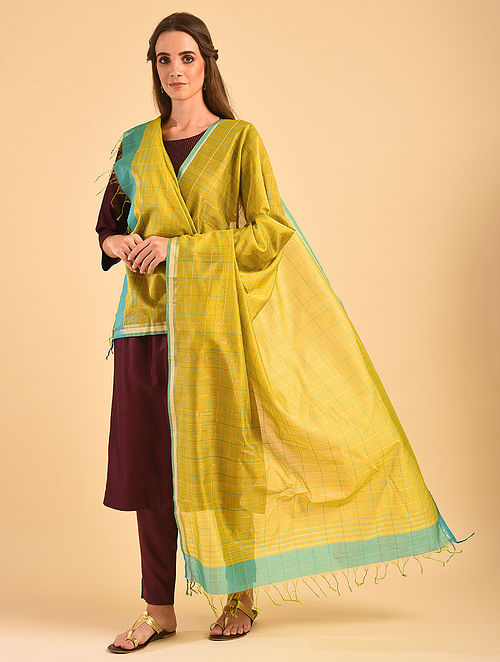 Yellow Handloom Silk Cotton Dupatta