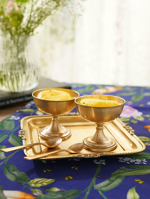 Brass Dessert Cups With Spoons (Set Of 2)