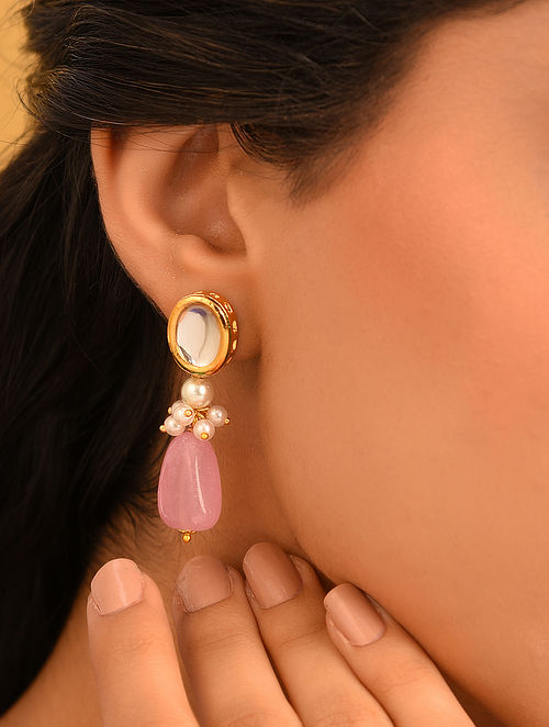 Get Pink And Gold Minimalist Casual Hoop Earrings at  299  LBB Shop