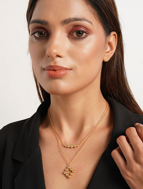 Gold Tone Silver Layered Necklace