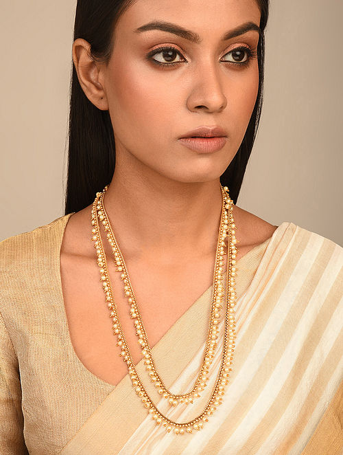 Gold Tone Temple Layered Necklace 