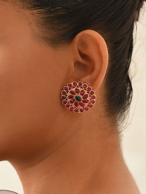 Elegant Ruby and Diamond Earrings  Buy 18Kt Yellow gold Diamond EARRINGS  Online for Studs  Kirtilals