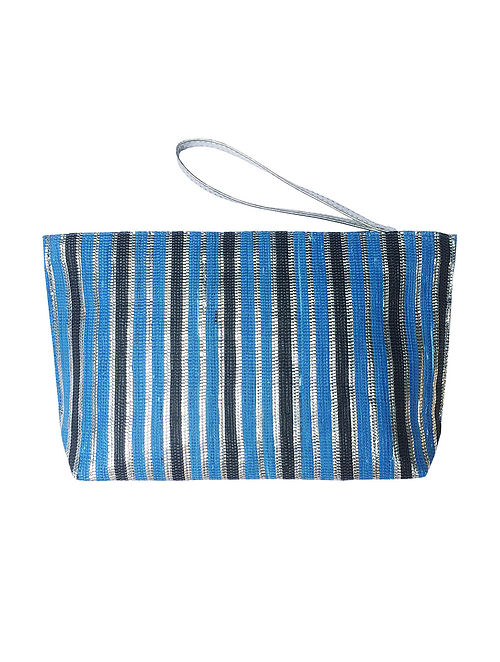 Blue Black Handcrafted Recycled Pouch