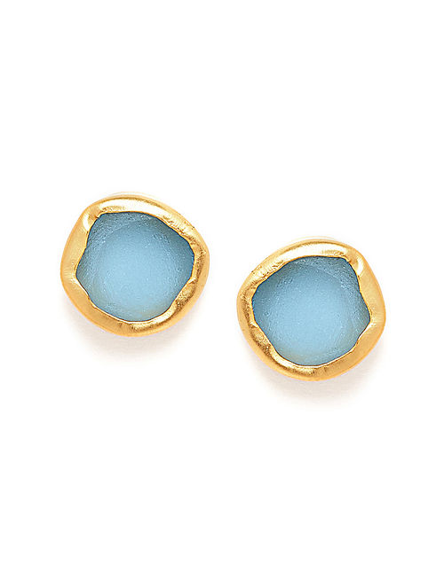 Blue Topaz Gold Plated Earrings