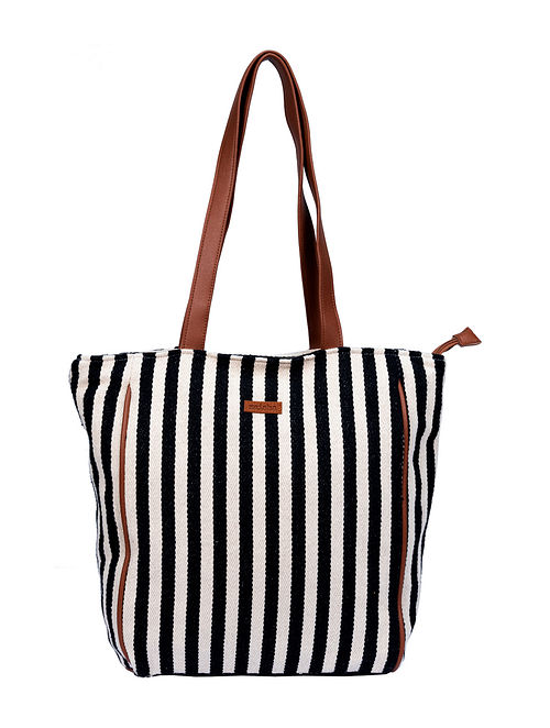 Buy Black White Handcrafted Cotton Jacquard Tote Bag Online at Jaypore.com