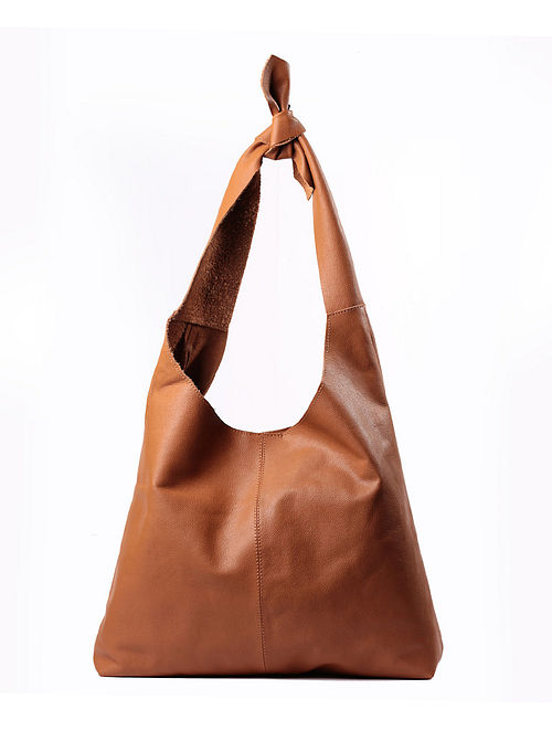 Buy Tan Handcrafted Genuine Leather Tote Bag Online at Jaypore.com