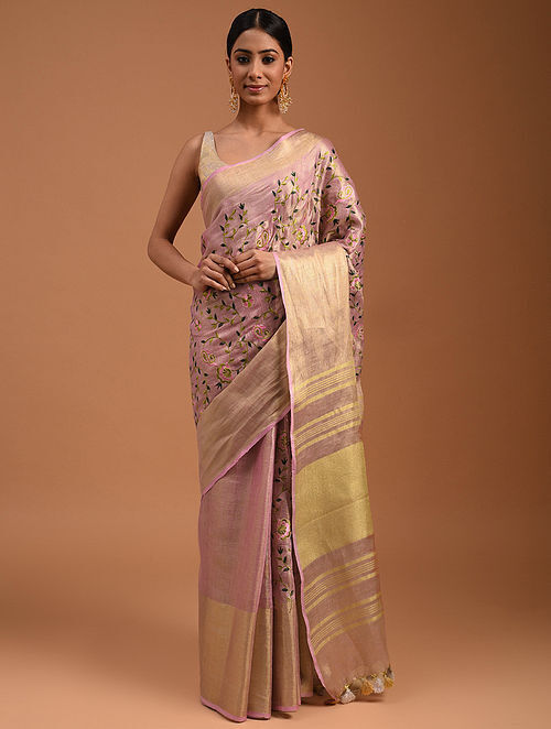 Fancy Designer Linen Saree – Monamaar