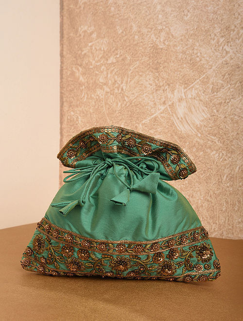 Sea Green Handcrafted Silk Potli