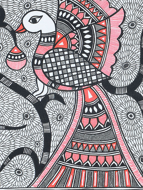 Colorful Peacock  Buy Madhubani Art Online  mithila painting  Madhubani  painting  Harmony Arts