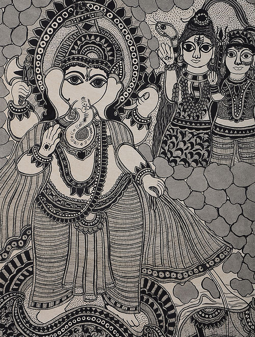 Buy Shiva & Parvati with their sons Kartik & Ganesh Handmade Painting by  SUPARNA BANERJEE. Code:ART_7756_52181 - Paintings for Sale online in India.