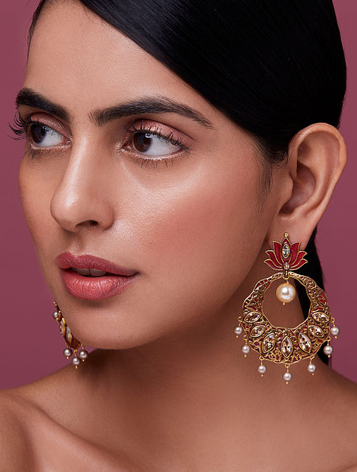Buy Lotus Antique Chandbali Earrings  Tarinika  Tarinika India