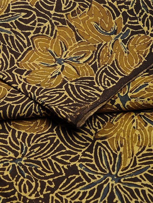 Buy Brown-Ochre Ajrakh-printed Cotton Fabric Online at Jaypore.com