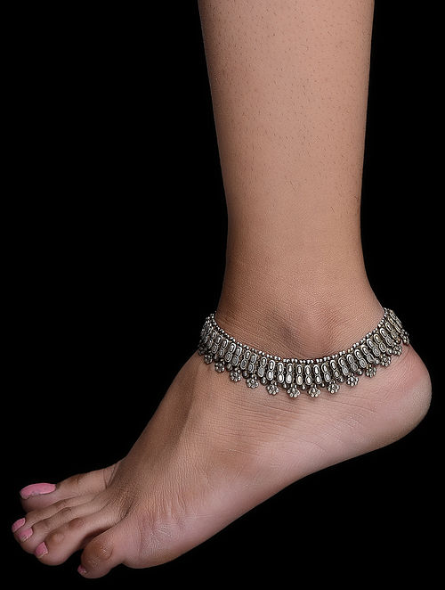 Buy Tribal Silver Anklets (Set of 2) Online at Jaypore.com