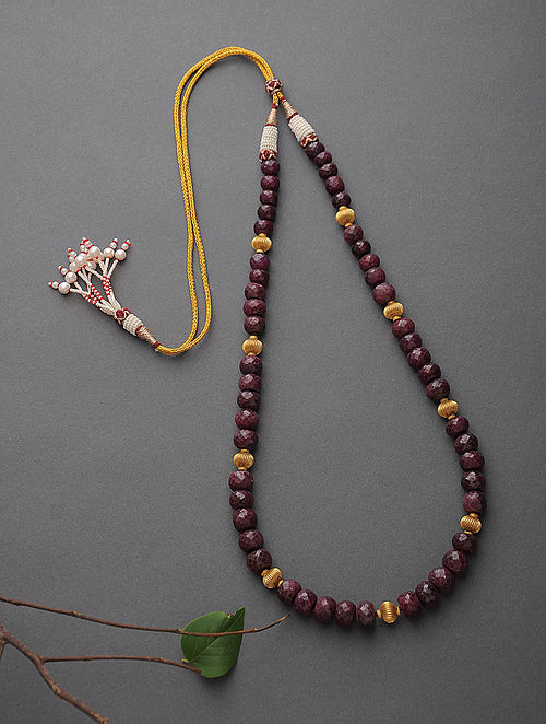 Ruby Beaded Gold Necklace