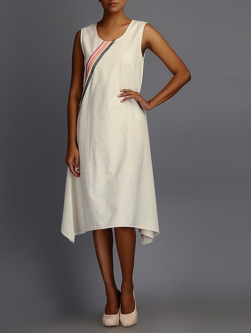 Ivory Asymmetrical Handloom Cotton Dress