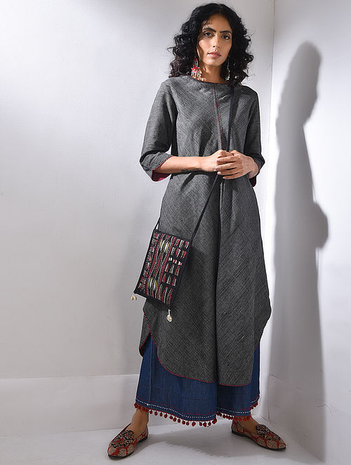 Buy Black Handloom Cotton Kurta Online at Jaypore.com