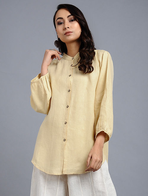 Buy Yellow Linen Shirt Online at Jaypore.com