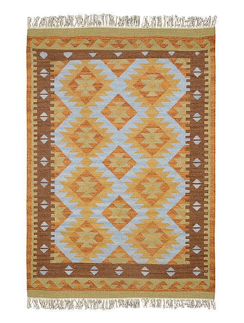Multicolored Hand Woven Wool Kilim Carpet