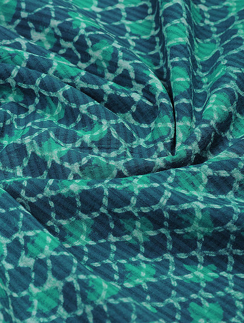 Buy Green-Indigo Natural-dyed Dabu-printed Cotton Fabric Online at ...