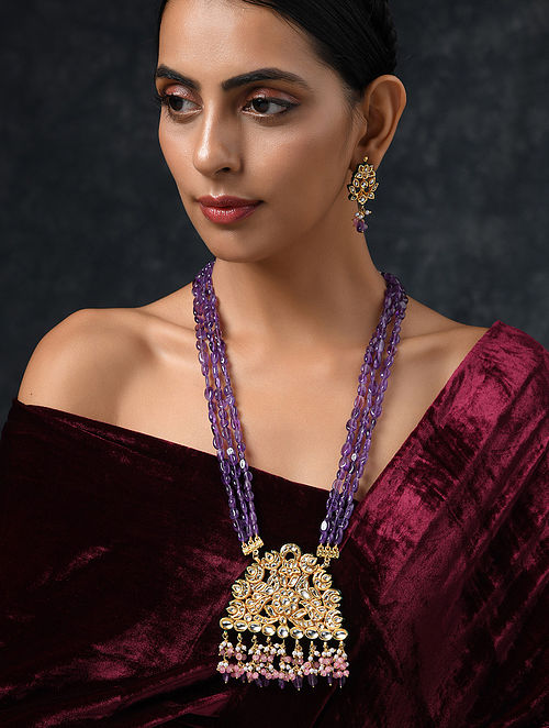 Purple Crystal Necklace Earrings Indian Luxury Bridal Jewelry Set Wedding  Party Prom Costume Jewellery Christmas Gift for Women  AliExpress