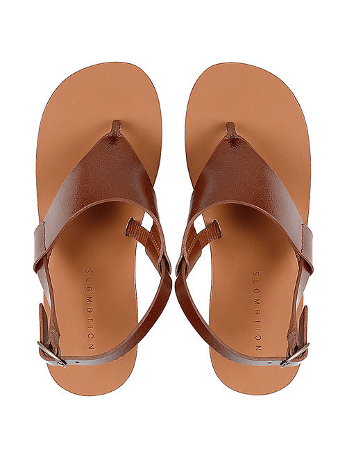 Tan Hand-crafted Leather Flats for Women