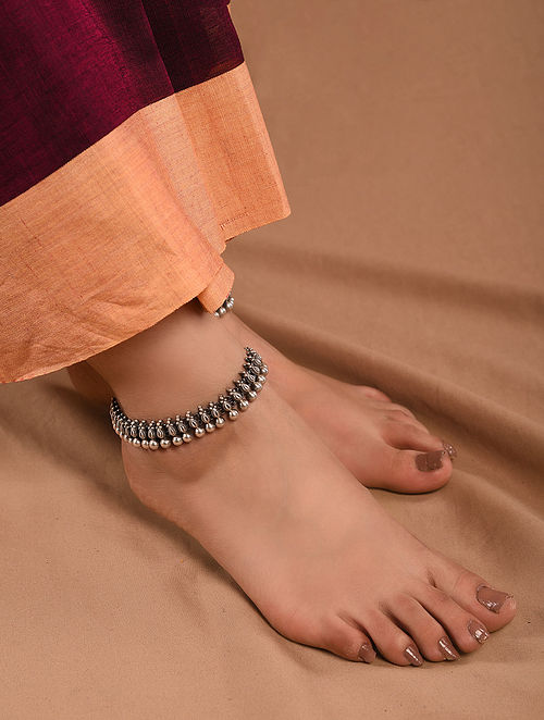 Tribal Silver Anklets (Set of 2)
