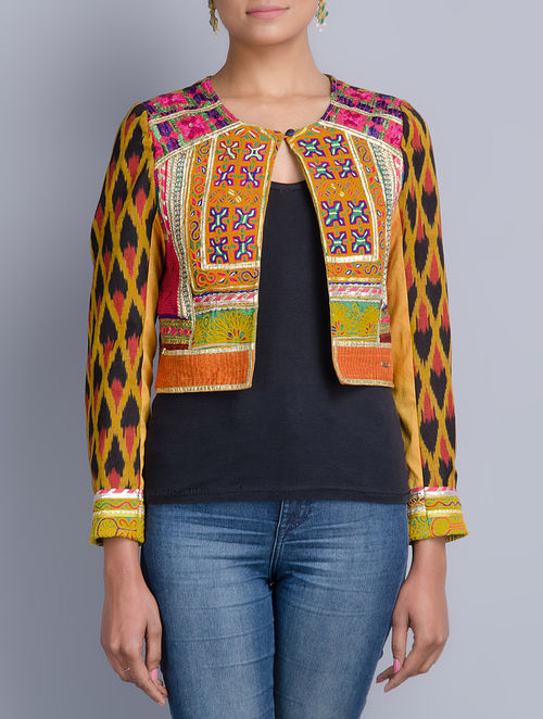 Buy Multi-Color Silk-Cotton-Crepe Phulkari Jacket by 1469 Online at ...